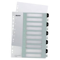 Przekładki plast. do nadruku tekstu na kartę, Leitz WOW, 1-10, biało-czarne