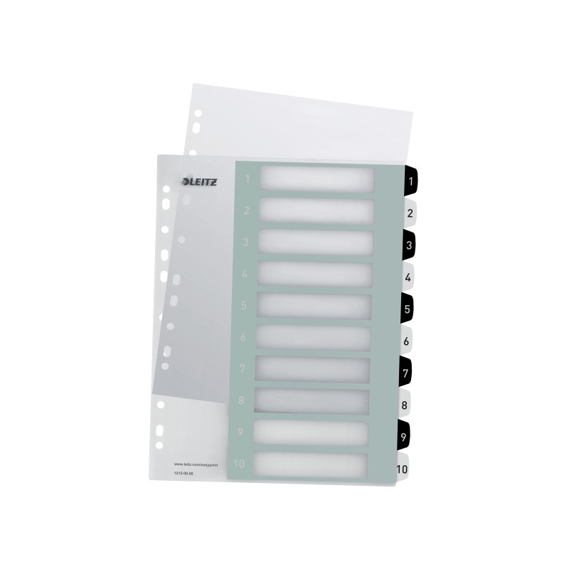 Przekładki plast. do nadruku tekstu na kartę, Leitz WOW, 1-10, biało-czarne