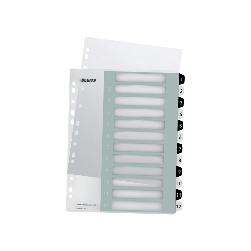 Przekładki plast. do nadruku tekstu na kartę, Leitz WOW, 1-12, biało-czarne