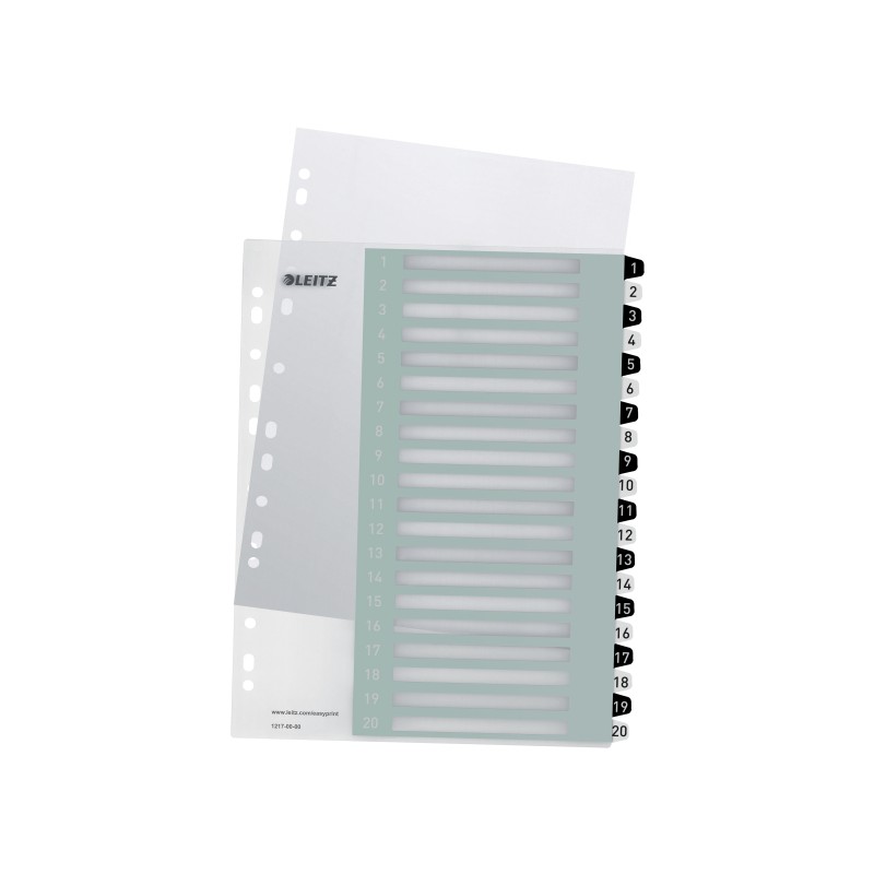 Przekładki plast. do nadruku tekstu na kartę, Leitz WOW, 1-20, biało-czarne