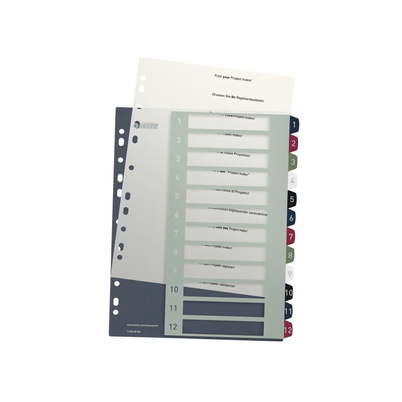 Przekładki plast. do nadruku tekstu na kartę, Leitz Style, 1-12