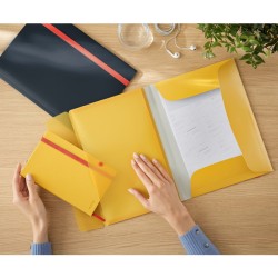 Teczka z gumką i kieszonką Leitz Cosy, PP, żółta