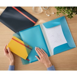 Teczka z gumką i kieszonką Leitz Cosy, PP, niebieska