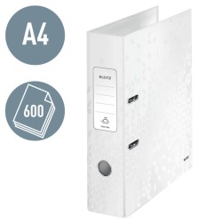 Segregator z mech. 180° Leitz WOW, A4/80mm, perłowy biały