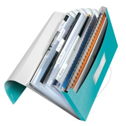 Teczka z 6 przegródkami PP Leitz WOW, turkusowa