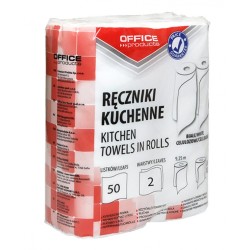 Ręczniki kuchenne celulozowe OFFICE PRODUCTS, 2-warstwowye, 50 listków, 9, 25m, 2szt., białe