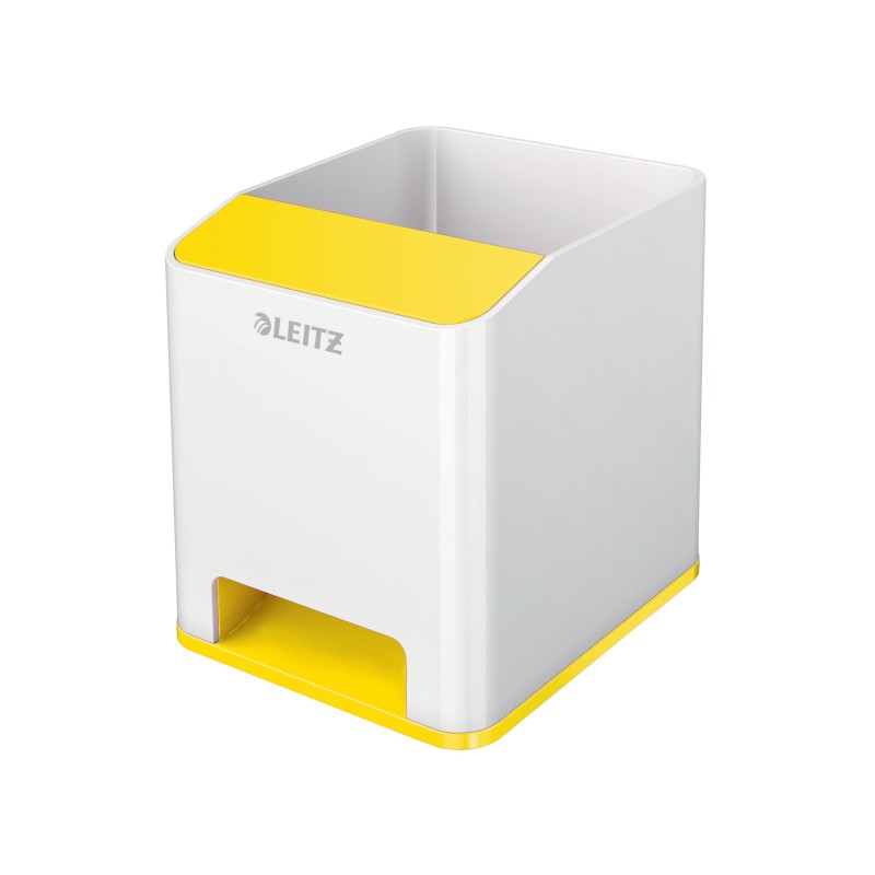 Kubek na długopisy Leitz WOW ze wzmacniaczem dźwięku, żółty