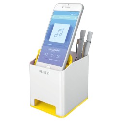 Kubek na długopisy Leitz WOW ze wzmacniaczem dźwięku, żółty