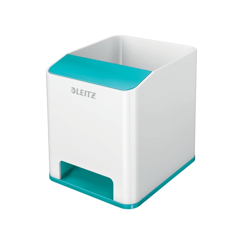 Kubek na długopisy Leitz WOW ze wzmacniaczem dźwięku, turkusowy