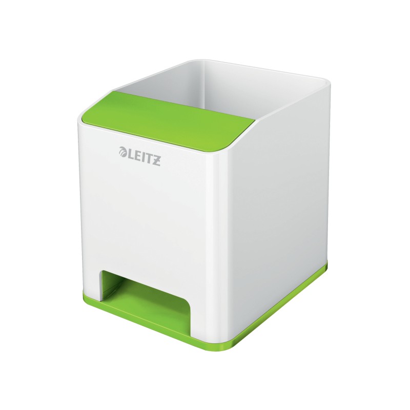 Kubek na długopisy Leitz WOW ze wzmacniaczem dźwięku, zielony