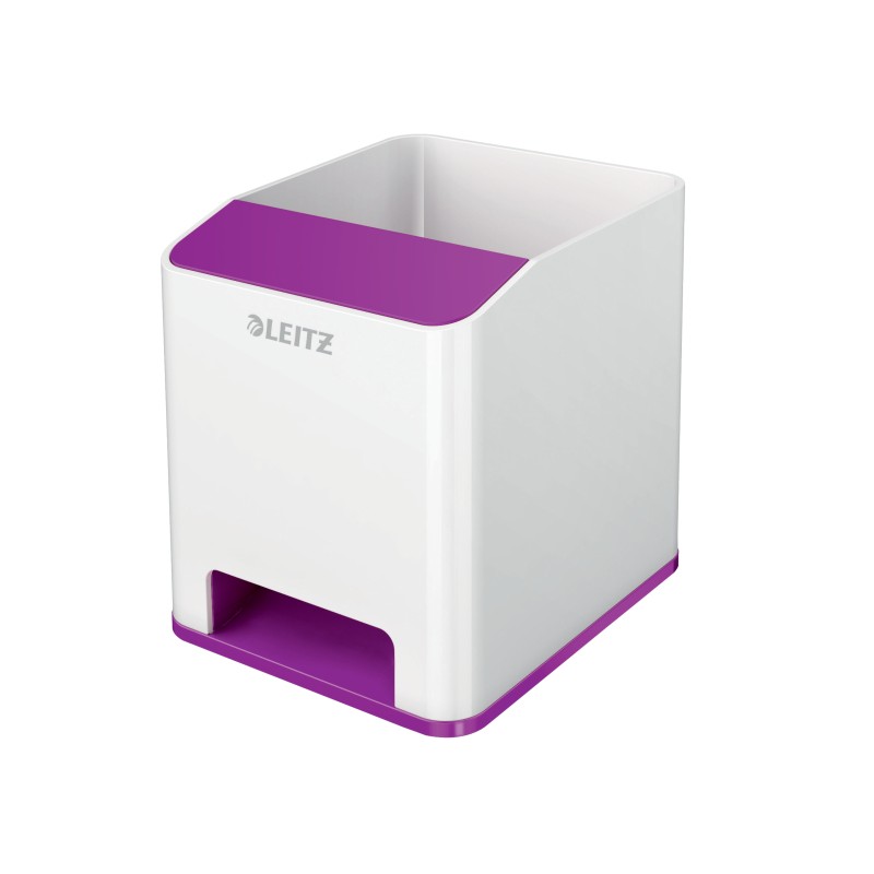 Kubek na długopisy Leitz WOW ze wzmacniaczem dźwięku, fioletowy