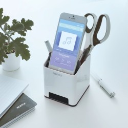 Kubek na długopisy Leitz WOW ze wzmacniaczem dźwięku, czarny