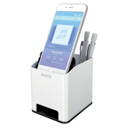 Kubek na długopisy Leitz WOW ze wzmacniaczem dźwięku, czarny