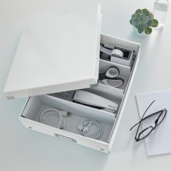 Pudło z przegródkami Leitz WOW C&S, średnie, białe