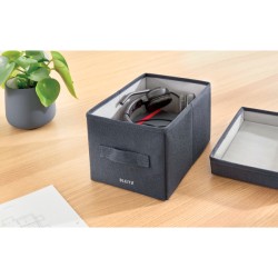 Pudełko do przechowywania z pokrywką Leitz Fabric, małe, 2 sztuki, ciemnoszare