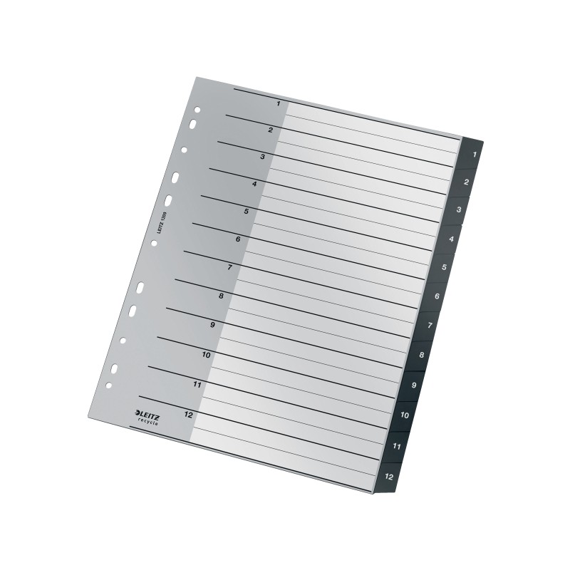 Przekładki Recycle A4 PP 1 - 12, czarne