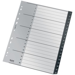 Przekładki Recycle A4 PP 1 - 20, czarne