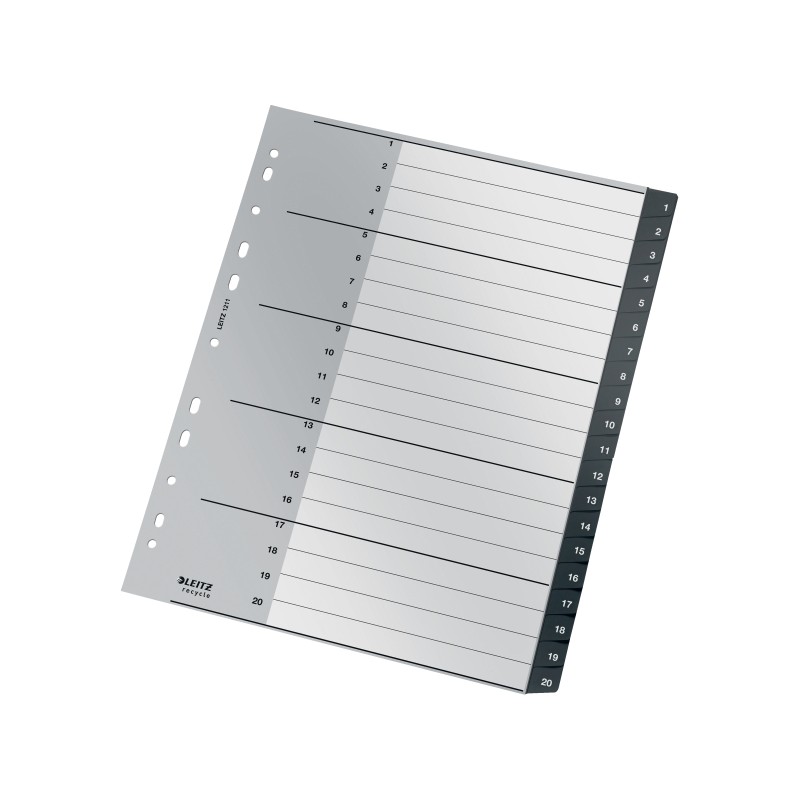 Przekładki Recycle A4 PP 1 - 20, czarne