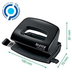 Mini dziurkacz NeXXt Recycle, 10 kartek, 3 lata gwarancji, czarny