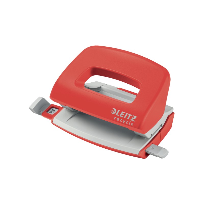 Mini dziurkacz NeXXt Recycle, 10 kartek, 3 lata gwarancji, czerwony