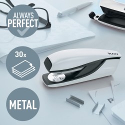 Zszywacz średni metalowy Leitz WOW, biały, 10 lat gwarancji, 30 kartek