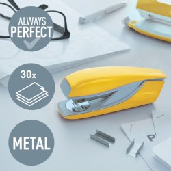 Zszywacz średni metalowy Leitz WOW, żółty, 10 lat gwarancji, 30 kartek