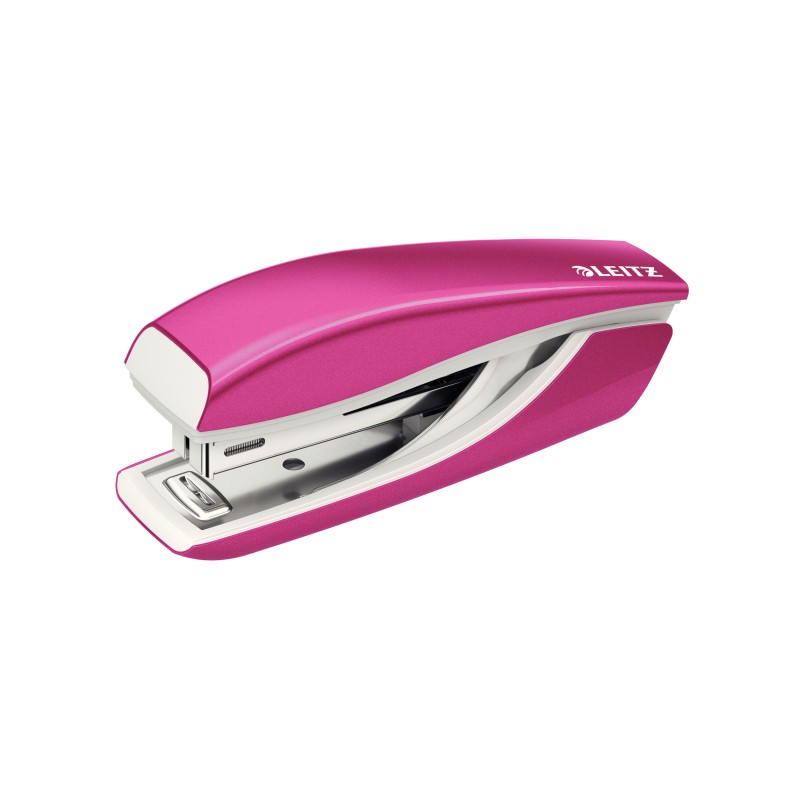 Zszywacz Mini metalowy Leitz WOW, różowy, 10 lat gwarancji, 10 kartek