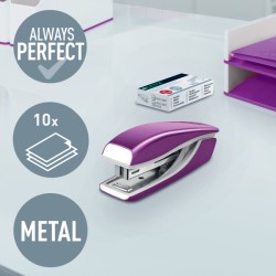 Zszywacz Mini metalowy Leitz WOW, fioletowy, 10 lat gwarancji, 10 kartek