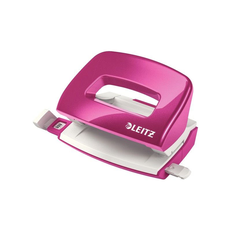 Dziurkacz Mini metalowy Leitz WOW, różowy, 10 lat gwarancji, 10 kartek