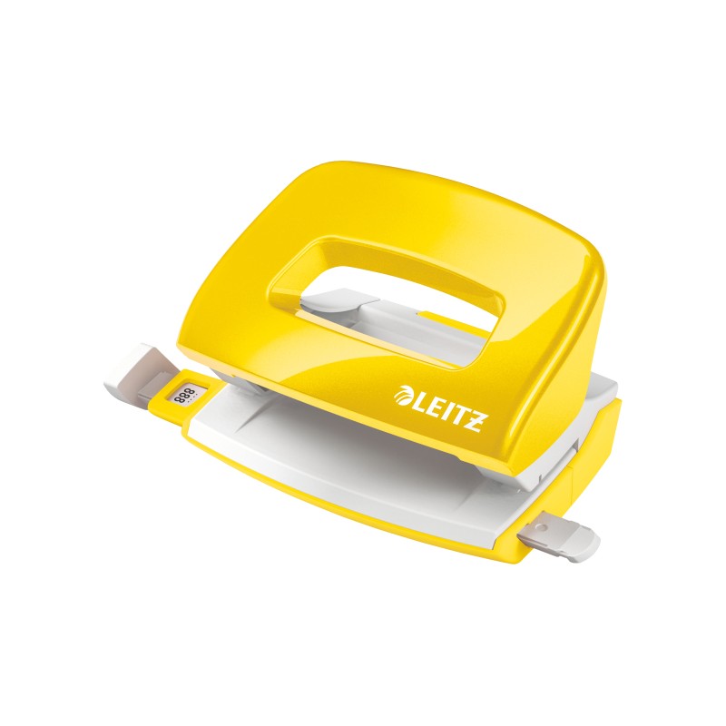 Dziurkacz Mini metalowy Leitz WOW, żółty, 10 lat gwarancji, 10 kartek