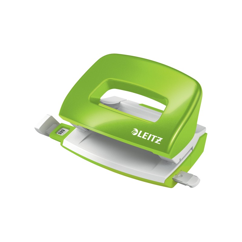 Dziurkacz Mini metalowy Leitz WOW, zielony, 10 lat gwarancji, 10 kartek