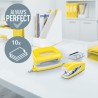 Zszywacz + dziurkacz metalowy Leitz Mini WOW, żółty, 10 lat gwarancji, 10 kartek