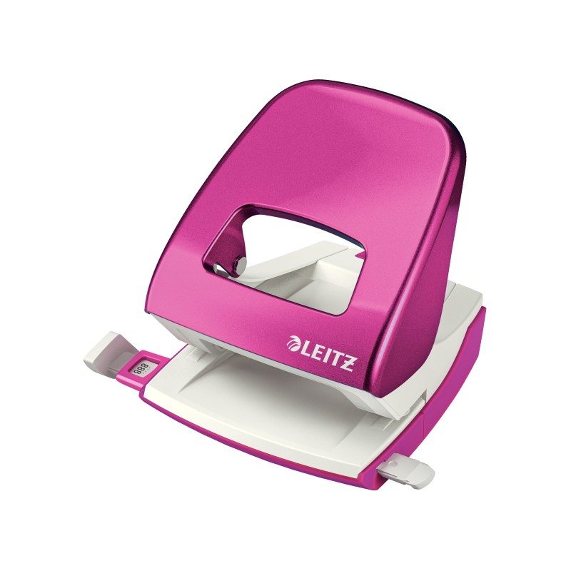 Dziurkacz duży metalowy Leitz WOW, różowy, 10 lat gwarancji, 30 kartek