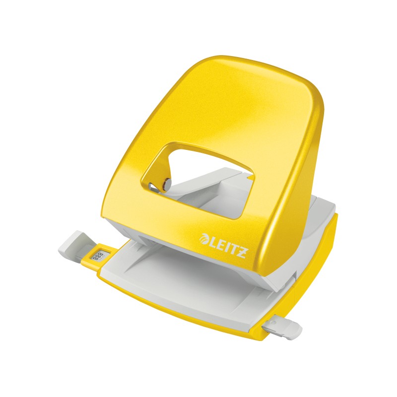 Dziurkacz duży metalowy Leitz WOW, żółty, 10 lat gwarancji, 30 kartek