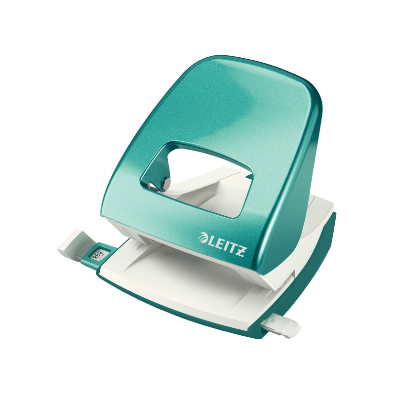 Dziurkacz duży metalowy Leitz WOW, turkusowy, 10 lat gwarancji, 30 kartek, 