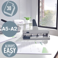 Dziurkacz regulowany Leitz AKTO, czarny, 10 lat gwarancji, 30 kartek