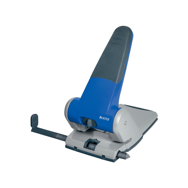 Dziurkacz mocny Leitz, niebieski, 10 lat gwarancji, 65 kartek