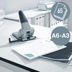 Dziurkacz mocny Leitz, niebieski, 10 lat gwarancji, 65 kartek