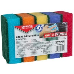 Gąbka do zmywania OFFICE PRODUCTS Maxi Premium, 5szt., mix kolorów