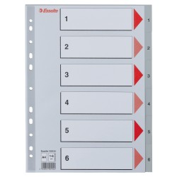 Przekładki plastikowe szare  PP numeryczne A4 Esselte, 1-6