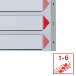 Przekładki plastikowe szare  PP numeryczne A4 Esselte, 1-6
