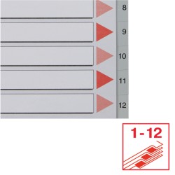 Przekładki plastikowe szare  PP numeryczne A4 Esselte, 1-12