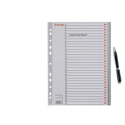 Przekładki plastikowe szare  PP numeryczne A4 Esselte, 1-31