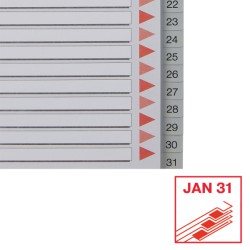 Przekładki plastikowe szare  PP numeryczne A4 Esselte, 1-31