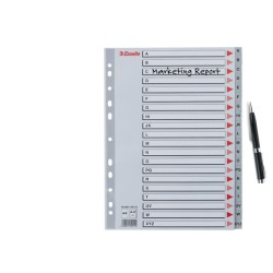 Przekładki plastikowe szare  PP alfabetyczne A4 Esselte, A-Z