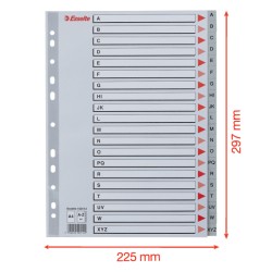Przekładki plastikowe szare  PP alfabetyczne A4 Esselte, A-Z