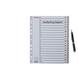 Przekładki plastikowe szare  PP alfabetyczne A4 Esselte, A-Z maxi