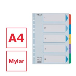 Przekładki kartonowe Mylar  A4 Esselte, biały 1-5