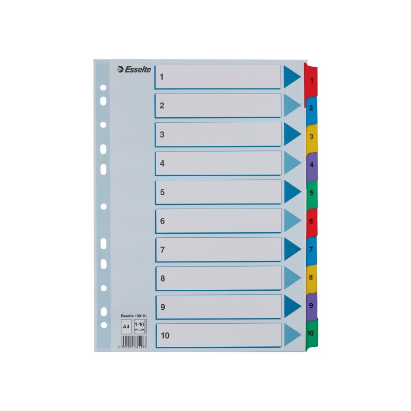 Przekładki kartonowe Mylar  A4 Esselte, biały 1-10
