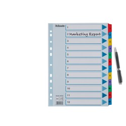 Przekładki kartonowe Mylar  A4 Esselte, biały 1-12